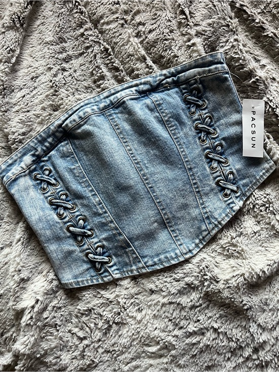 PacSun Tops - PacSun Light Blue Denim Corset Top